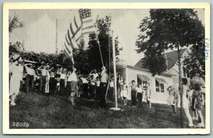Camp Sokol Flag Raising East Haddam Connecticut CT 1950 Silvercraft Postcard J6