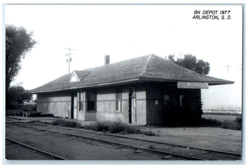 c1977 BN Depot Arlington South Dakota SD Train Depot Station RPPC Photo Postcard