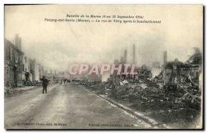 Old Postcard Army Pargny sur Saulx The street of Vitry after bombing