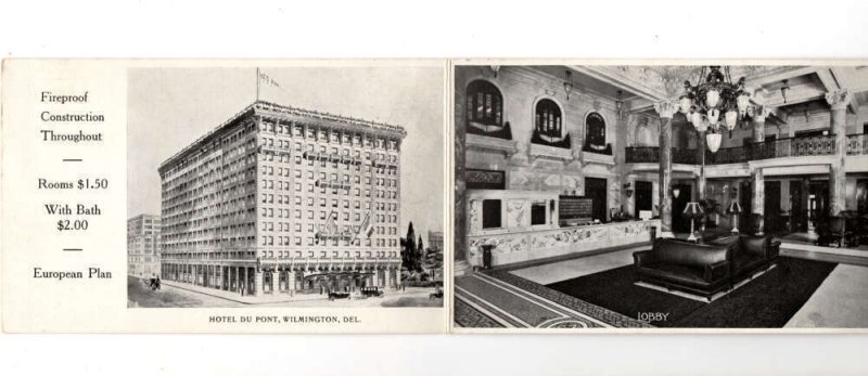 Wilmington Delaware Hotel du Pont Views  Tri-Fold Vintage Postcard AA70782