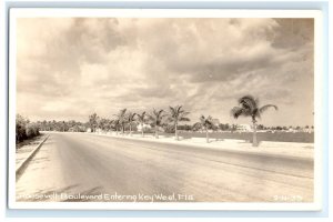 Roosevelt Boulevard Entering Key West FL Florida Real Photo RPPC Postcard (FQ19)