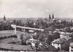 Switzerland Basel Blick auf Wettsteinbruecke und Alpen 1955 Real Photo