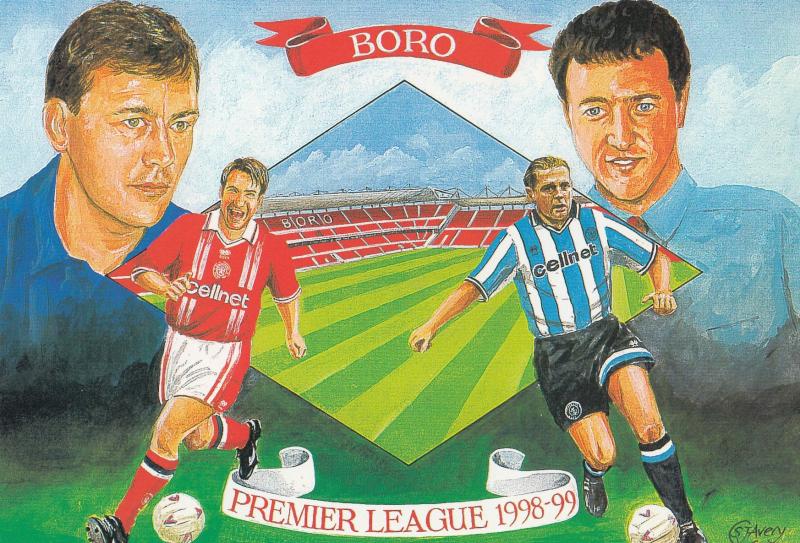 Middlesborough Football Club 1998 Bryan Robson Premiership Painting Postcard