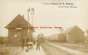 Depot, Maine, Eastwood, RPPC, Boston & Maine Railroad Station, Train, Photo