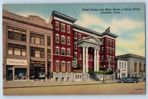 Danbury Connecticut Postcard Hotel Green Main Street Looking North Building 1940