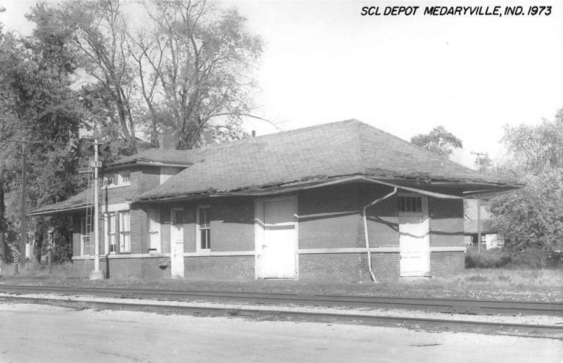 Medaryville Indiana SCL Railroad Depot Real Photo Vintage Postcard K101428
