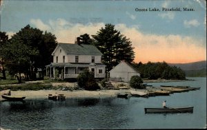 Pittsfield Massachusetts MA Lake Canoe 1900s-10s Postcard