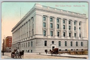 1910 BALTIMORE MARYLAND MD NEW CUSTOM HOUSE HORSE BUGGY RINN PUBL CO POSTCARD