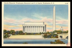Lincoln Memorial, Washington Monument and U.S. Capitol, Washington, D.C.