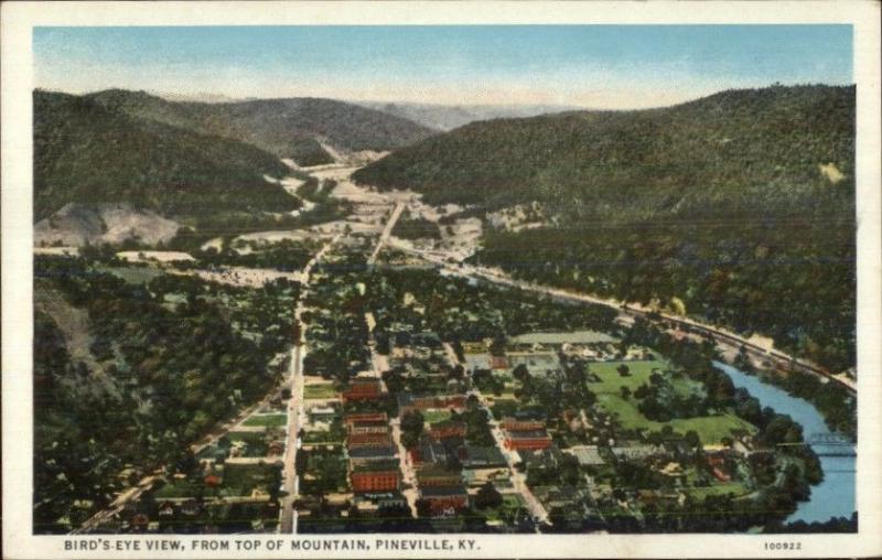 Pineville KY Birdseye View c1920 Postcard