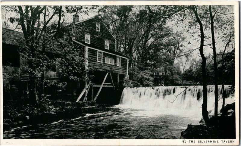 Old Mill Silvermine Tavern Antique Shops Norwalk CT c1950 Vintage Postcard Q15