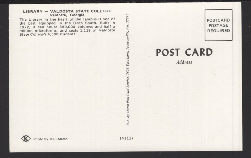 Georgia VALDOSTA State Collage - Library Built in 1972 ~ Chrome