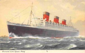 RMS Queen Mary Cunard Line Ocean Liner Ship 1954 postcard