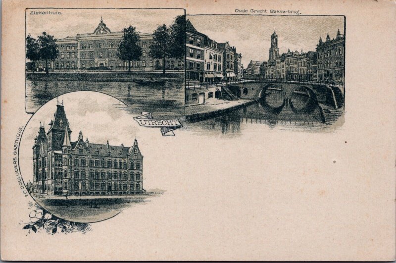 Netherlands Utrecht Litho Postcard C090
