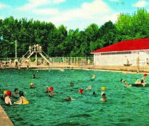South Park Swimming Pool Billings Montana MT UNP Unused Linen Postcard  S20