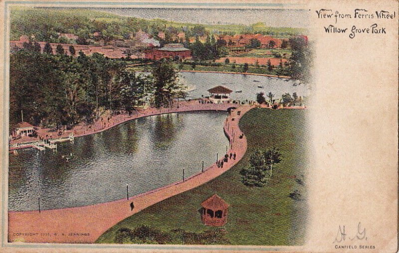 Postcard View from Ferris Wheel Willow Grove Park PA 1907