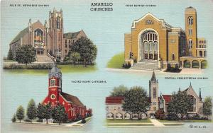 Texas Tx Postcard AMARILLO 1942 4View BAPTIST CHURCH Sacred Heart + Linen