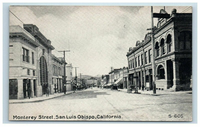 c. 1906 Monterey Street Scene San Luis Obispo California Postcard