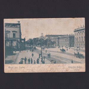 GERMANY 1899, Postcard, Berlin Under the linden trees, Used
