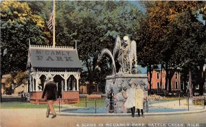 J55/ Battle Creek Michigan Postcard c1910 McCamly Park Fountain Kids  290