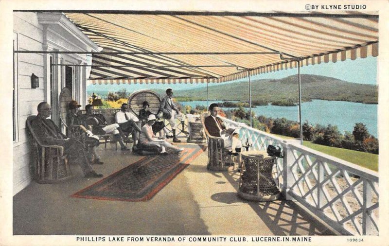 Lucerne Maine Phillips Lake from Veranda of Community Club Postcard AA52874 