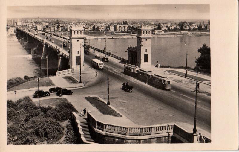 Poland Warszawa bridge tramway photo postcard