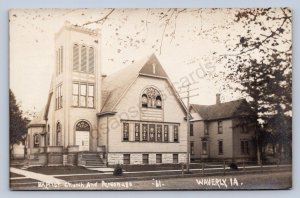 J90/ Waverly Iowa RPPC Postcard c1910 Baptist Church and Parsonage  161