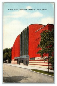 Vintage 1940's Postcard School Civic Auditorium in Aberdeen South Dakota