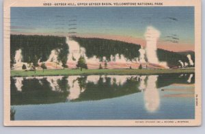 Geyser Hill, Upper Geyser Basin, Yellowstone National Park, 1952 Linen Postcard