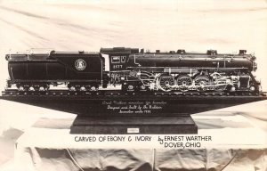Dover Ohio Great Northern Train Carved Ebony Ivory Real Photo PC AA66857