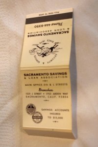 Sacramento Savings and Loan Association Pony Express 30 Strike Matchbook Cover