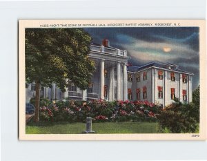 Postcard Night Time Scene Of Pritchell Hall Ridgecrest North Carolina USA