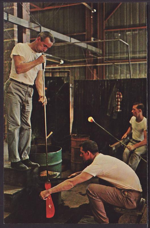 Glass Blower,Blenko Glass Co,Milton,WV Postcard