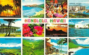 HONOLULU, HI Hawaii   MULTI VIEW Sunset~Hanauma Bay~Luau~Hotels+++  Postcard