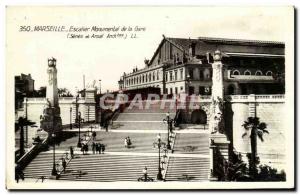 Old Postcard Marseille Escalier Monumental de la Gare