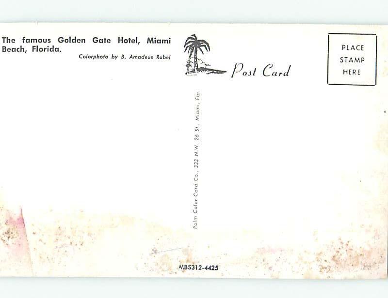 1950's GOLDEN GATE HOTEL Miami Beach Florida FL H0645