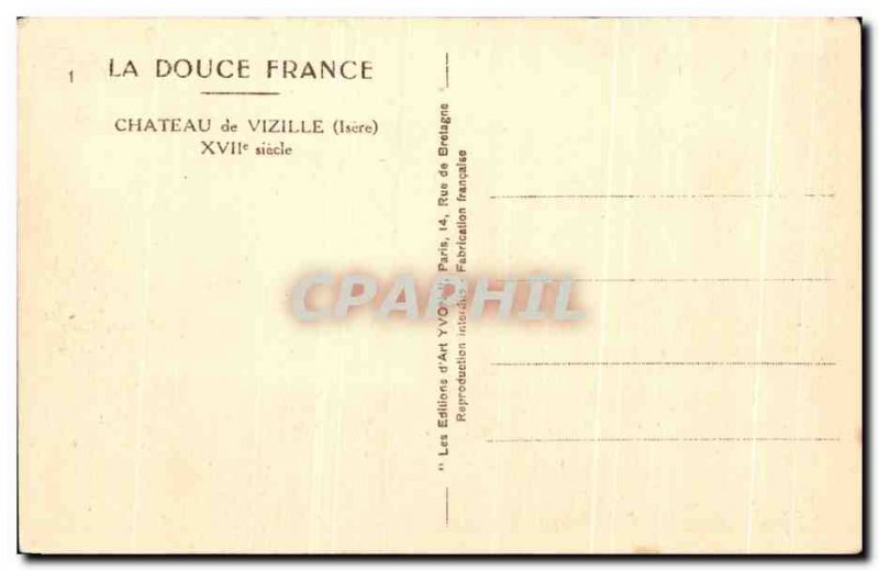 Old Postcard La Douce France Chateau De Vizille