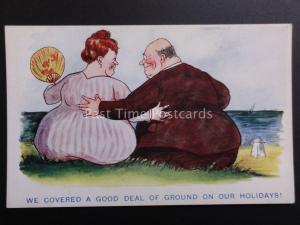 Comic Postcard Large Lady Theme WE COVERED A GOOD DEAL OF GROUND ON OUR HOLIDAYS