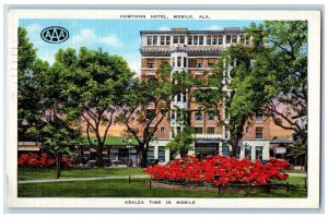 Mobile Alabama AL Postcard Cawthon Hotel Azalea Time European Plan 1939 Vintage