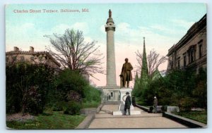 BALTIMORE, Maryland MD ~ CHARLES STREET TERRACE Monuments 1908  Postcard