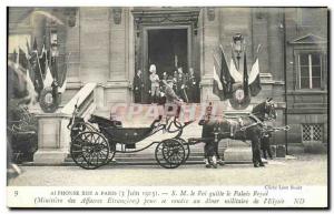 Old Postcard Visit of HM Alfonso XIII in Paris HM King leaves the Royal Palace