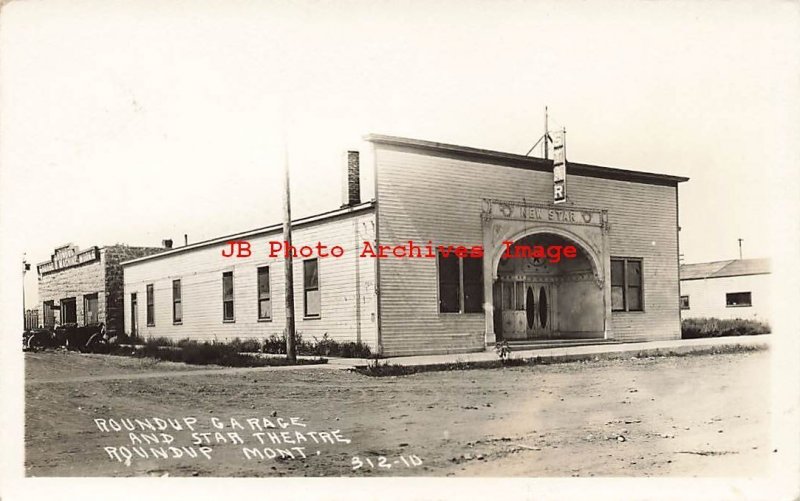 MT, Roundup, Montana, RPPC, Star Theatre & Roundup Garage, No 312-10