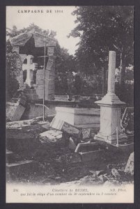 FRANCE, Vintage postcard, Reims, The Cemetery, WWI