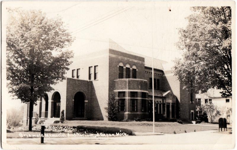 1955 ALLEGAN Michigan Mich RPPC Real Photo Postcard GRISWOLD MEMORIAL AUDITORIUM