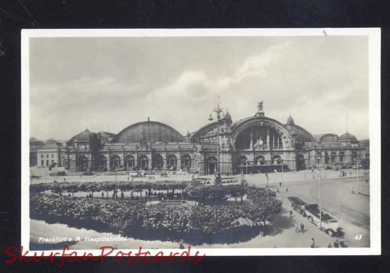 FRANKFURT A.M. HERMANY HAUPTBAHNHOF RAILROAD STATION DEPOT VINTAGE POSTCARD