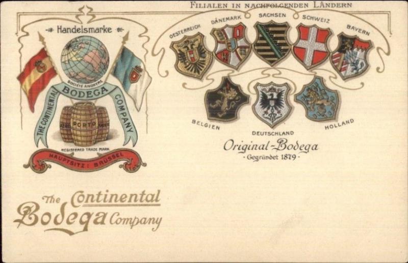 Continental Bodega Co European Shields Crests Gilt Embossed c1905 Postcard