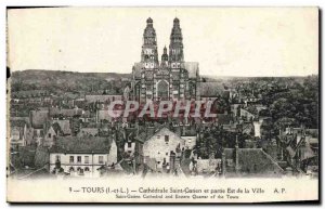 Old Postcard Tours Cathderale Saint Gatien and eastern part of the city