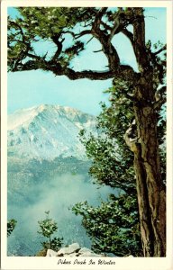 Pikes Peak Mountain Winter Snow Scene WB Postcard VTG UNP Unused Vintage 