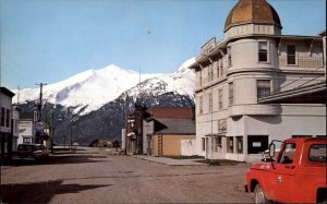 Skagway Alaska AK Red Pickup Truck Rustic Street View Vintage Postcard