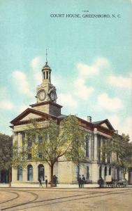 Greensboro North Carolina Court House Street View Antique Postcard K39816